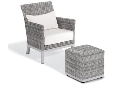Oxford Garden Argento Wicker 2 Piece Lounge Set with Eggshell White Lumbar Pillows & Cushions OXF5950