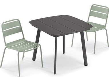 Oxford Garden Kapri Aluminum Carbon/Sage 3 Piece Dining Table Set OXF6109PC5635