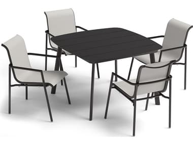 Oxford Garden Eiland Aluminum Carbon 5 Piece Dining Set with Fog Sling OXF6123PCC
