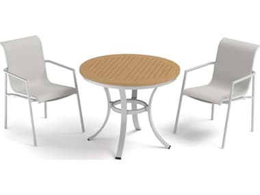 Oxford Garden Orso Aluminum Flint 3 Piece Dining Set with Fog Sling OXF6158PCF