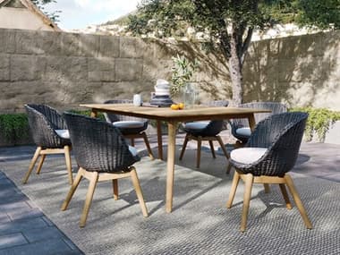Oxford Gardens Tulle Teak Natural 7 Piece 78'' Rectangular Dining Set with Shadow Bliss Linen OXF6177