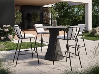 Oxford Gardens Malti Aluminum Carbon 5 Piece 48'' Round Bar Set with Bliss Linen Cushion OXF6181PCC