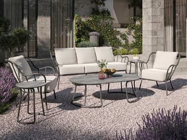 Oxford Gardens Malti Aluminum Carbon Skyline 6 Piece Lounge Set with Bliss Linen Cushion OXF6190PCC