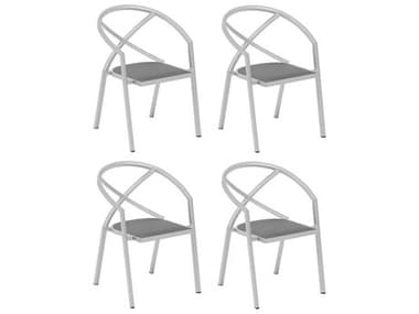 Oxford Garden Azal Aluminum Flint Dining Arm Chair (Price Includes 4) OXFAZCHST109PCF4