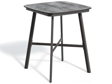 Oxford Garden Eiland Aluminum Carbon 36'' Square HPL Top Bar Table OXFED36BRYPCC