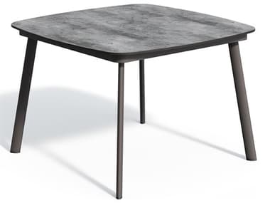 Oxford Garden Eiland Aluminum Carbon 45'' Wide Square HPL Top Bar Table with Umbrella Hole OXFED45TAYPCC