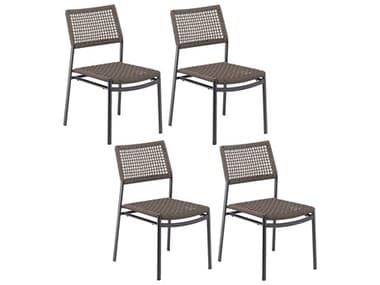 Oxford Garden Eiland Aluminum Rope Carbon/Mocha Dining Side Chair (Price Includes Four) OXFEDSCT1124