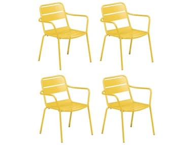 Oxford Garden Kapri Aluminum Saffron Stackable Dining Arm Chair (Set of 4) OXFKICHPC1244