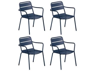 Oxford Garden Kapri Aluminum Prussian Stackable Dining Arm Chair (Set of 4) OXFKICHPC5404