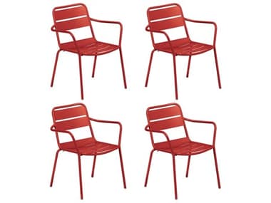 Oxford Garden Kapri Aluminum Venetian Stackable Dining Arm Chair (Set of 4) OXFKICHPC76284