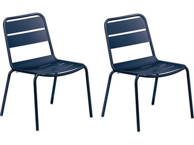 Oxford Garden Kapri Aluminum Prussian Stackable Dining Side Chair (Set of 2) OXFKISCPC5402