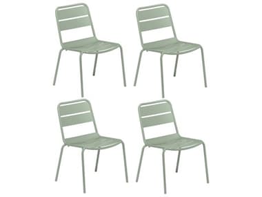 Oxford Garden Kapri Aluminum Sage Stackable Dining Side Chair (Set of 4) OXFKISCPC56354