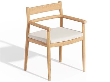 Oxford Garden Lido Teak Natural Dining Arm Chair with Bliss Linen Cushion OXFLDCHKLN