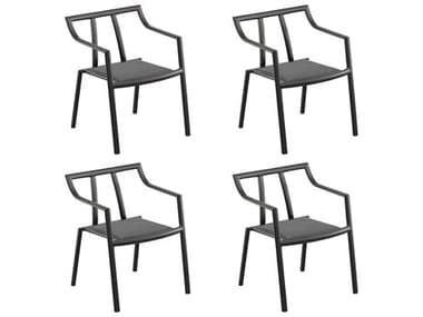 Oxford Garden Markoe Aluminum Carbon Stackable Dining Arm Chair (Price Includes 4) OXFMKCHST106PCC4