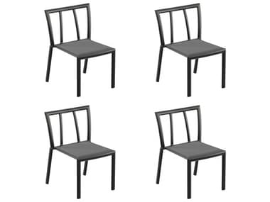 Oxford Garden Markoe Aluminum Carbon Stackable Dining Side Chair (Price Includes 4) OXFMKSCST106PCC4