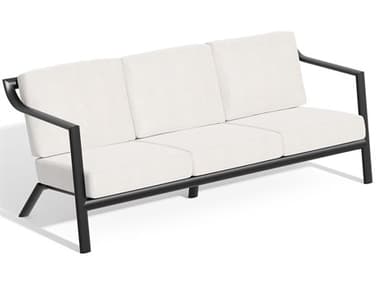 Oxford Garden Markoe Aluminum Carbon Sofa with Sunbrella Bliss Linen Cushions OXFMKSOLNPCC