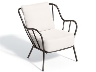 Oxford Garden Malti Aluminum Carbon Lounge Chair with Bliss Linen Cushion OXFMLCCLNPCC