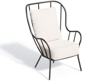 Oxford Garden Malti Aluminum Carbon High Back Lounge Chair with Bliss Linen Cushion OXFMLHCCLNPCC