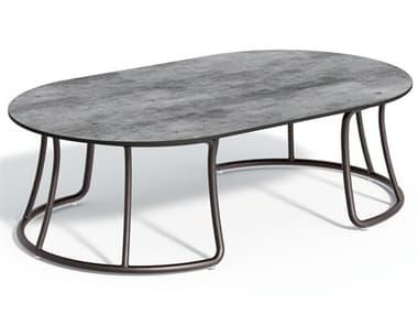 Oxford Gardens Malti Aluminum Carbon 54.5''W x 32.5''D Oval HPL Top Coffee Table OXFMLTAYPCC