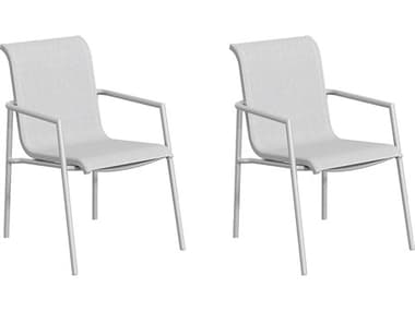 Oxford Garden Orso Aluminum Flint Stackable Dining Arm Chair with Fog Sling (Price Includes 2) OXFORCHSS001PCF2