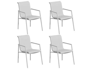 Oxford Garden Orso Aluminum Flint Stackable Dining Arm Chair with Fog Sling (Price Includes 4) OXFORCHSS001PCF4