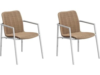 Oxford Garden Orso Wicker Sand Stackable Dining Arm Chair (Price Includes 2) OXFORCHWDPCF2