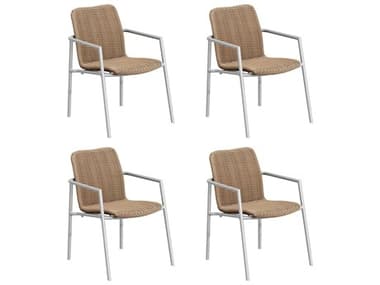 Oxford Garden Orso Wicker Sand Stackable Dining Arm Chair (Price Includes 4) OXFORCHWDPCF4