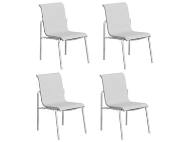 Oxford Garden Orso Aluminum Flint Stackable Dining Side Chair with Fog Sling (Price Includes 4) OXFORSCSS001PCF4