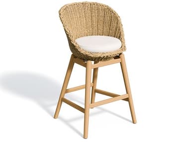 Oxford Gardens Tulle Natural Teak / Flax Bar Chair with Bliss Linen Cushion OXFTLBCHWFLN