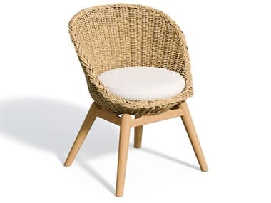 Oxford Gardens Tulle Teak Natural / Flax Dining Chair with Bliss Linen Cushion OXFTLCHWFLN