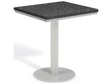 Oxford Garden Travira Aluminum Flint 26'' Square Granite Top Bistro Table OXFTV24STAL