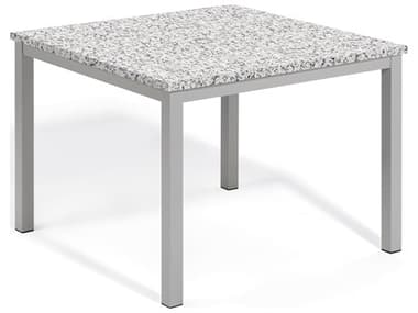 Oxford Garden Travira Aluminum Flint 40'' Square Granite Top Dining Table with Umbrella Hole OXFTV39TAH