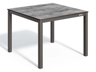 Oxford Garden Travira Aluminum Carbon 40'' Square HPL Top Dining Table with Umbrella Hole OXFTV39TAYPCC