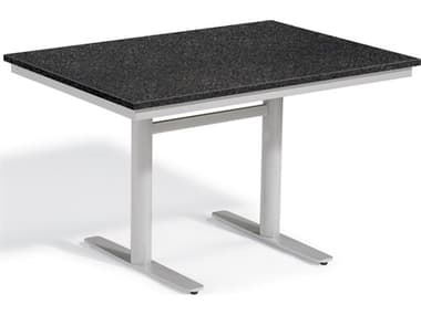 Oxford Garden Travira Aluminum Flint 48''W x 34''D Rectangular Granite Top Bistro Table OXFTV48DPTAL