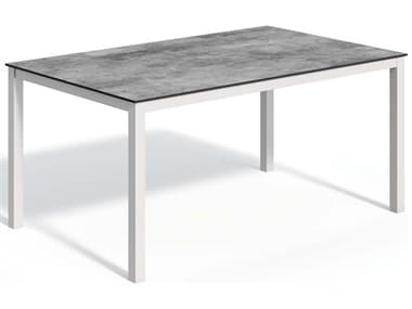 Oxford Garden Travira Aluminum Chalk 63''W x 40''D Rectangular HPL Top Dining Table with Umbrella Hole OXFTV63TAYPCF
