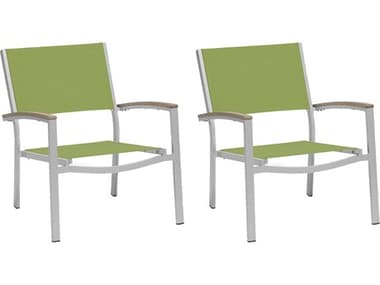 Oxford Garden Travira Aluminum Flint Lounge Chair with Go Green Sling (Price Includes 2) OXFTVCAST102V2