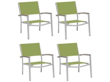 Oxford Garden Travira Aluminum Flint Lounge Chair with Go Green Sling (Price Includes 4) OXFTVCAST102V4