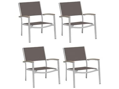 Oxford Garden Travira Aluminum Flint Lounge Chair with Cocoa Sling (Price Includes 4) OXFTVCAST104V4