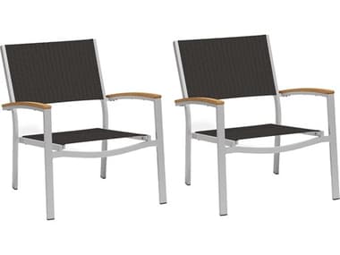 Oxford Garden Travira Aluminum Flint Lounge Chair with Ninja Sling (Price Includes 2) OXFTVCAST106N2