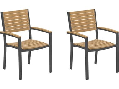 Oxford Garden Travira Aluminum Carbon Stackable Dining Arm Chair (Price Includes 2) OXFTVCHNACNPCC2