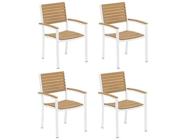 Oxford Garden Travira Aluminum Chalk Stackable Dining Arm Chair (Price Includes 2) OXFTVCHNACNPCW4