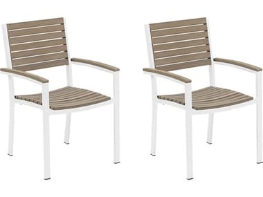 Oxford Garden Travira Aluminum Chalk Stackable Dining Arm Chair (Price Includes 2) OXFTVCHVACVPCW2