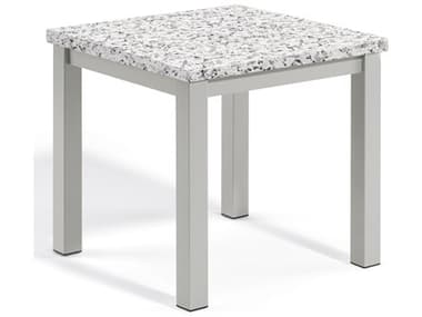 Oxford Garden Travira Aluminum Flint 18'' Square Granite Top End Table OXFTVETH