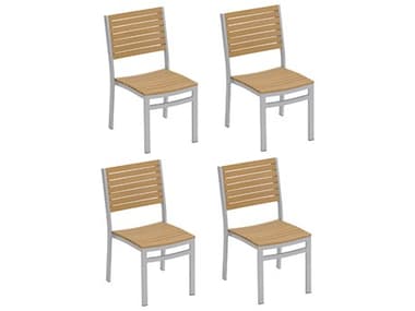 Oxford Garden Travira Aluminum Flint Stackable Dining Side Chair (Price Includes 4) OXFTVSCN4