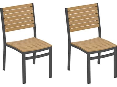 Oxford Garden Travira Aluminum Carbon Stackable Dining Side Chair (Price Includes 2) OXFTVSCNPCC2