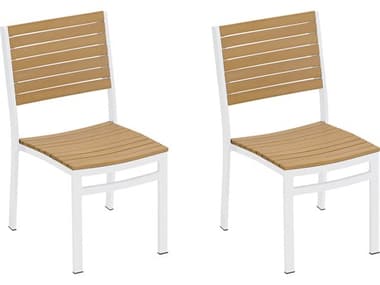 Oxford Garden Travira Aluminum Chalk Stackable Dining Side Chair (Price Includes 2) OXFTVSCNPCW2