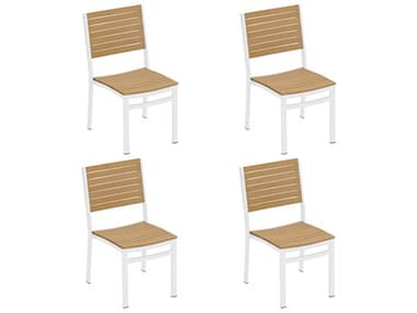 Oxford Garden Travira Aluminum Chalk Stackable Dining Side Chair (Price Includes 4) OXFTVSCNPCW4