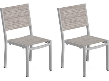 Oxford Gardens Travira Aluminum Carbon Dining Side Chair with Bellows Sling Set of 2 OXFTVSCST111PCF2