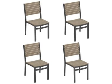 Oxford Garden Travira Aluminum Carbon Stackable Dining Side Chair (Price Includes 4) OXFTVSCVPCC4