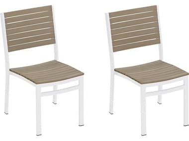 Oxford Garden Travira Aluminum Chalk Stackable Dining Side Chair (Price Includes 2) OXFTVSCVPCW2